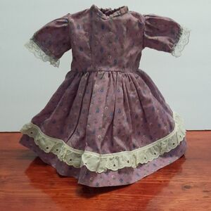 Floral Purple Doll Dress with Lace Trim